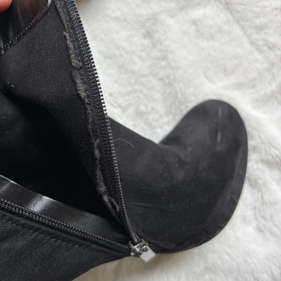 Le Château Stiletto Ankle Boots Black Suede Look Platform Booties Size 10/40 - Picture 6 of 12